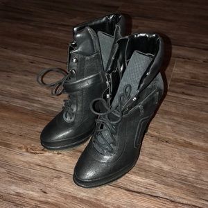 BCBG high heel combat boots